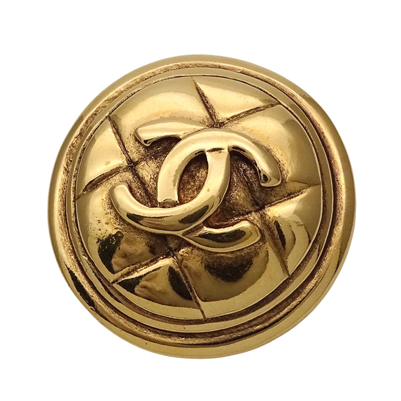 CHANEL Gold Logo Brooch - Picture 1 of 10